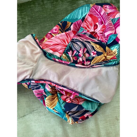 Kona Sol Floral Hibiscus One Piece Swimsuit Size 20W Bikini Strappy Ruched - Picture 8 of 9